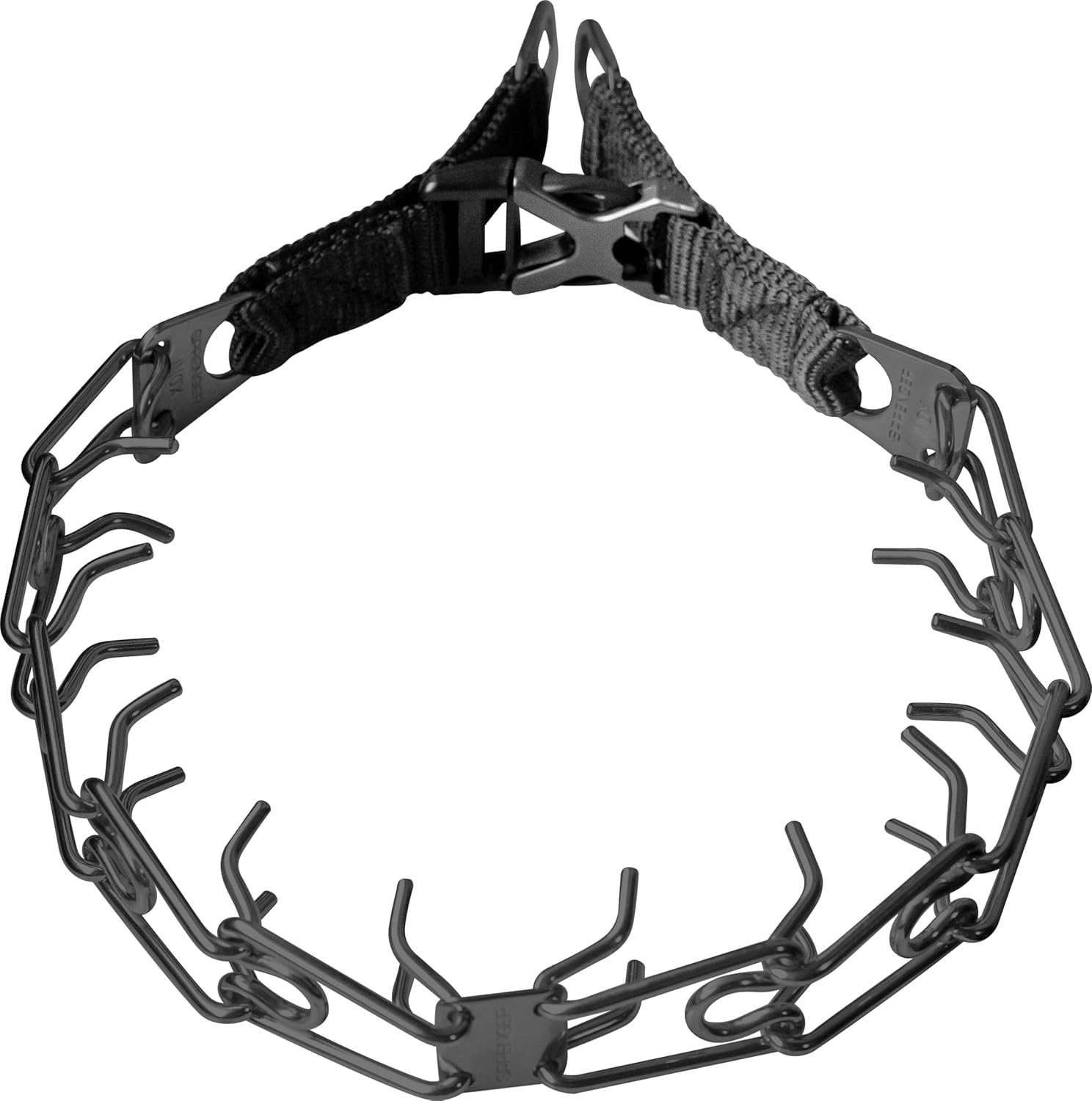 Herm. Sprenger Ultra-Plus Dog Training Prong Collar ClipOn Buckle German Made Black Stainless Steel (2.25 mm x 13" Neck Size; 16" Chain Length)