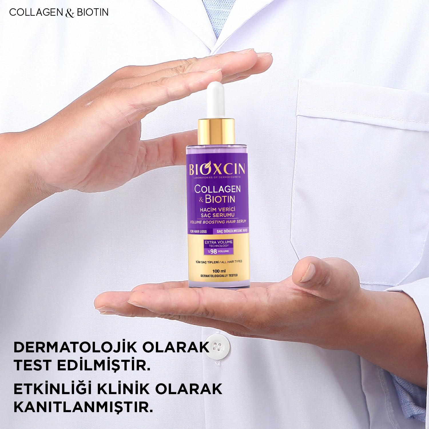 Bioxcin Collagen & Biotin Saç Serumu 100 ml – Saç Dökülmesine Karşı, Hacimlendirici, Hidrolize Kolajen, Biotin ve BioComplex B11 İçerikli (2 paketi)