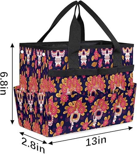 Miniatura 3 de Skull Day of The Dead Garden Tool Tote Bag for Women Men Gardening Tool Storage Bags with 10 Pockets Standable Garden Home Tool Kits Organizer for