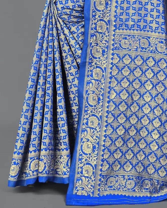 Image of StyleScope Women's Kanjivaram Banarasi Jacquard Silk Saree With Unstitched Blouse Piece (Silk Mix)