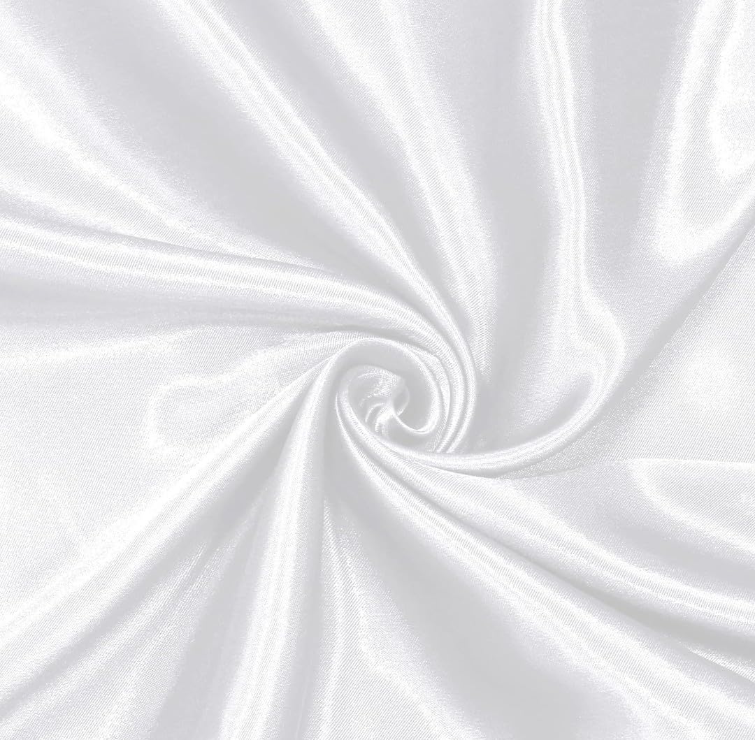 1 MTR 30 inch Satin White Cloth for Decoration,Baby Photoshoot Cloth for Decoration,Parties,Costumes, Gift Packing,Party Decor,Backdrop for Wedding mandap,Pooja (White Satin, 1 MTR)