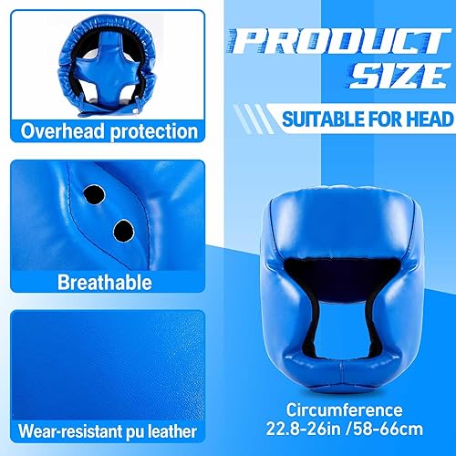 Miniatura 3 de Juego de guantes de boxeo 5 en 1 para niños, guantes de boxeo con 1 par de guantes, 2 almohadillas de taekwondo y protector de cabeza para jóvenes