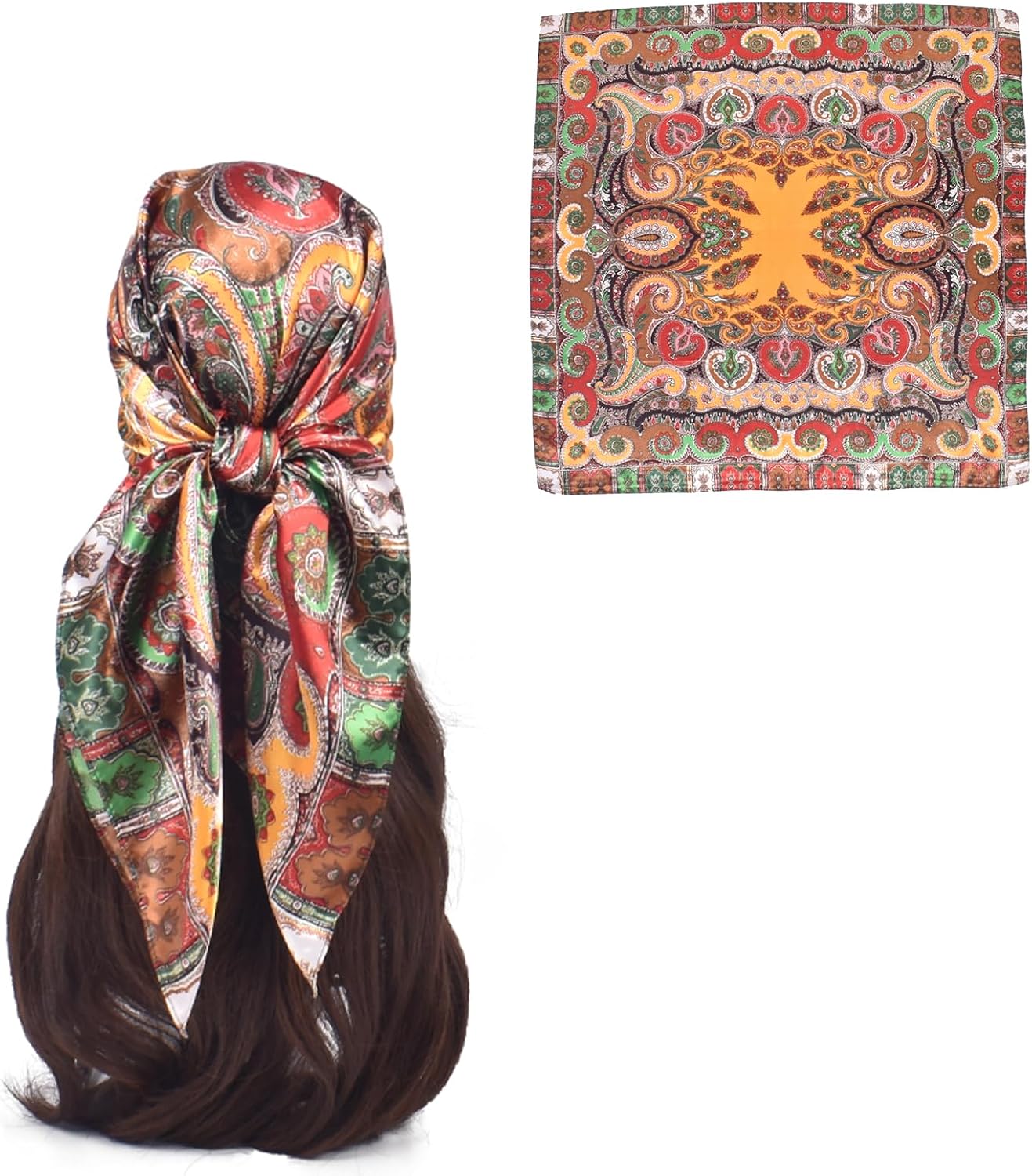 35 Inches Silk Head Scarf-Satin Hair Scarves Silk Bandana Scarf Headscarf for Women's Fashion Scarves