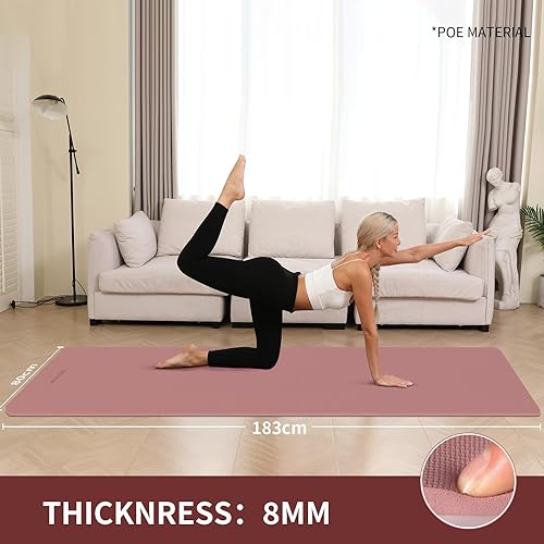 Miniatura 3 de Extra Wide & Thick 8mm Yoga Mat, 72"x31.5" Large Non Slip Exercise Mat, Premium POE Material for Superior Cushioning & Stability, with Strap for