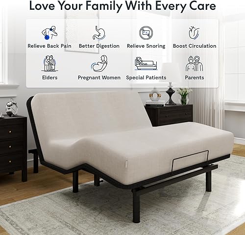 Miniatura 4 de FLEXISPOT Base de cama ajustable tamaño Queen, diseño segmentado, fácil montaje, revestimiento de tela Oxford, control remoto con cable, motor