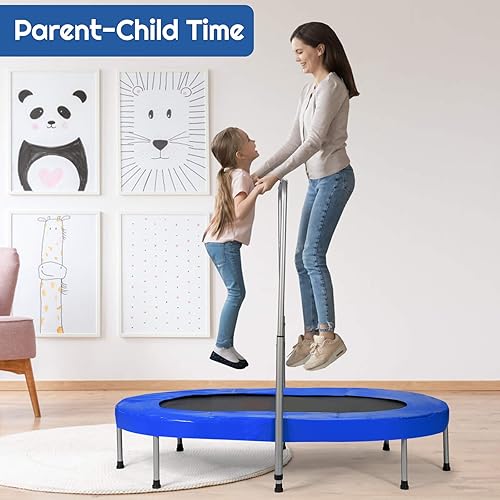 Miniatura 2 de Giantex Mini trampolín plegable para 2 personas con mango ajustable de altura de 5 niveles, carga máxima de 330 libras, trampolín de ejercicio