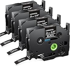 MarkField TZe-335 12mm 0.47 Compatible with Brother P-touch Tapes, White on Black H107 H100LB Label Tape, TZe335 TZ Tape, for Brother PT-H110 H105 1000 1010 D400 D200 H110 E110, Pack of 4