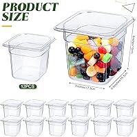 Vista 2 de Yinder 12 Pcs Plastic Clear Food Pans 1/6 Size Stackable Polycarbonate Food Containers with Capacity Indicator Restaurant Commercial Hotel Pan for