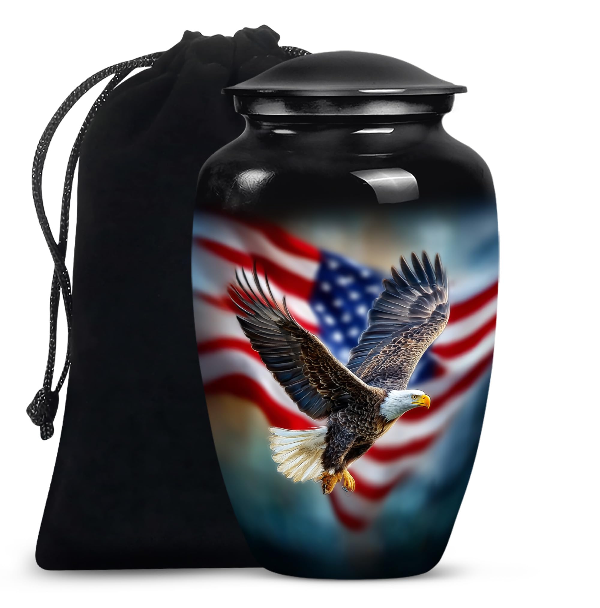 American Flag with Eagle Urn for Ashes Women -Patriotic Cremation Urns Men