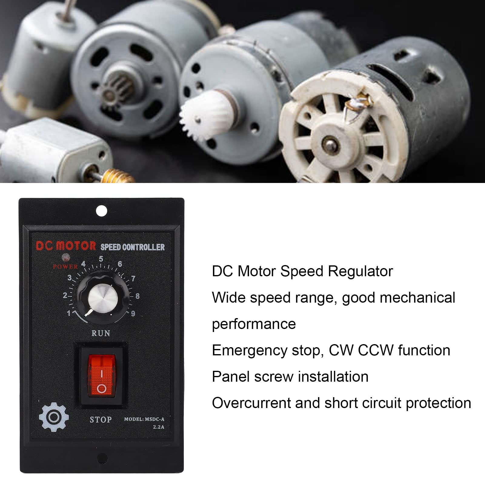 Controlador de Velocidad Motor CC 500W, 220V CA a 180V CC, Reversible Adelante y Atrás, Ajustable, para Máquinas Eléctricas Industriales