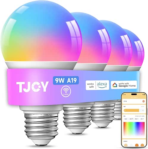 TJOY 4 Pack Smart Light Bulbs, Bluetooth WiFi Led Bulb