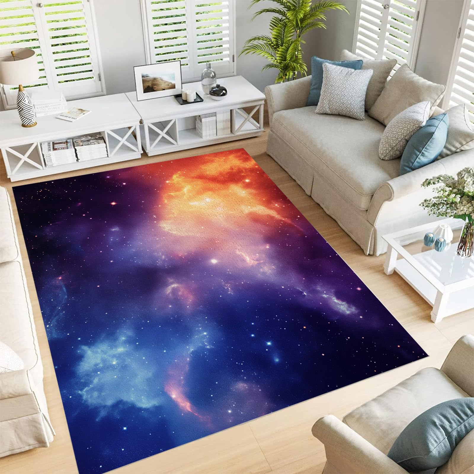 Tapis galaxie 120x180cm tapis de salon moderne poil court chambre salle à manger