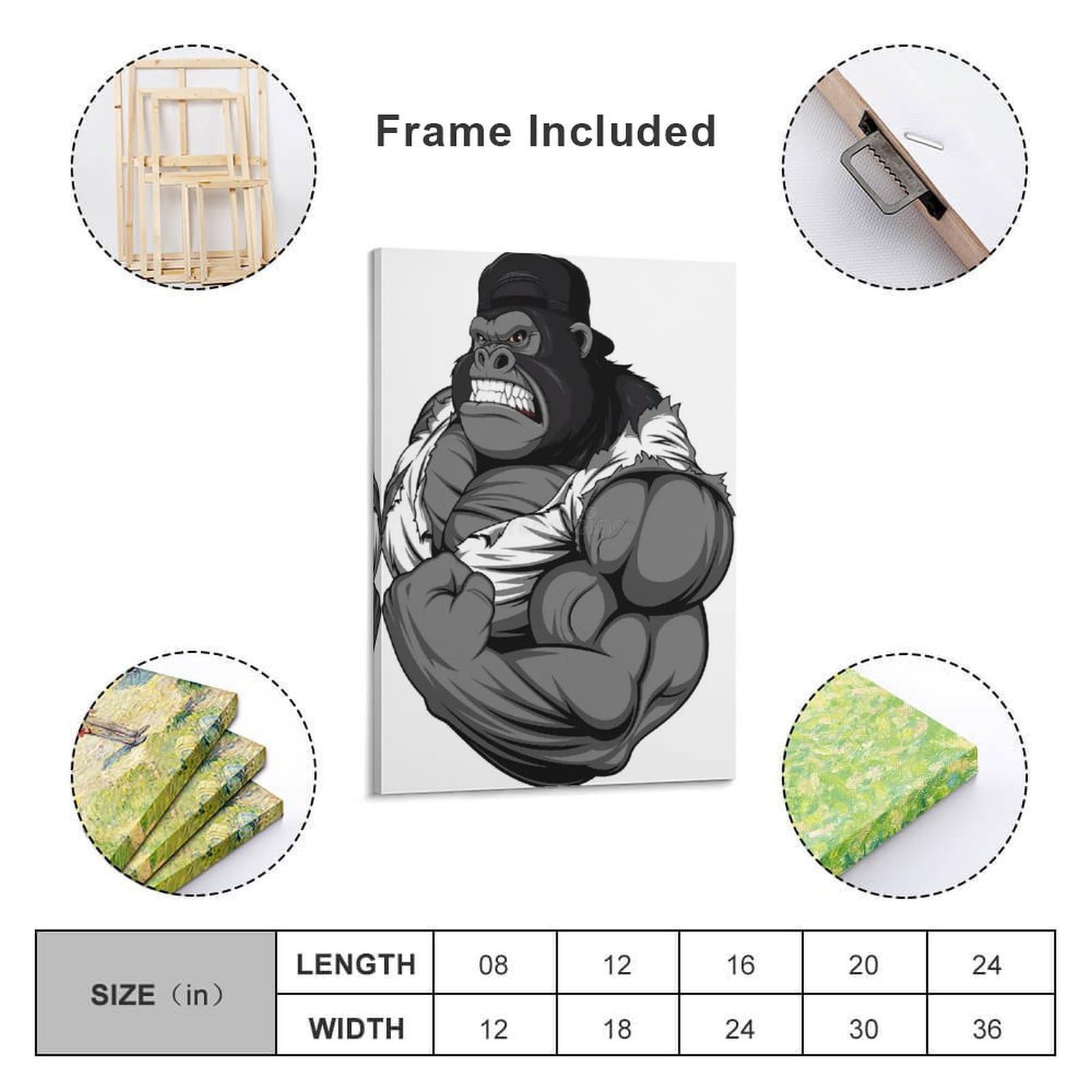 Amazon.co.jp: チンパンジー 筋肉 猿 (1) 絵画 ポスター 印刷 ウォール
