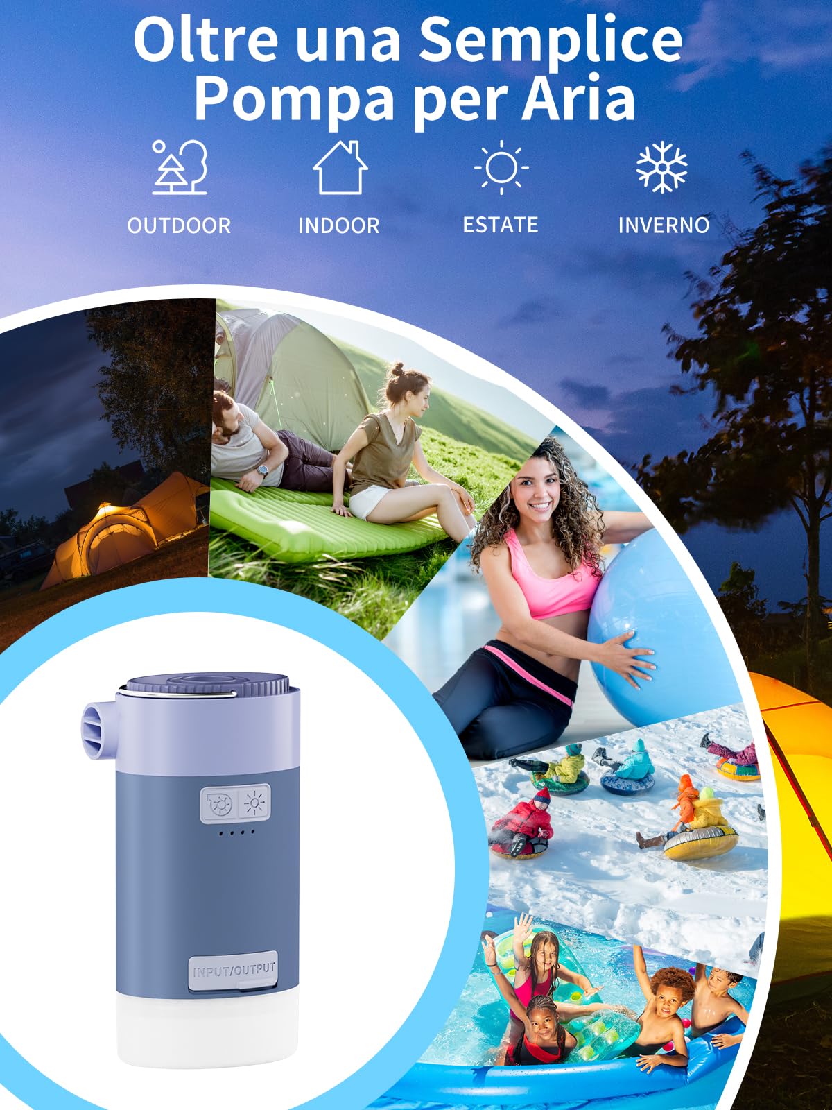 K Kasonic Pompa Elettrica per Aria con Lanterna da Campeggio, Pompe di Camping Ricaricabili per Sgonfiare, Pompe per Letti Gonfiabili per Flottanti da Piscina, Pompa Portatile per Viaggi all'Aperto