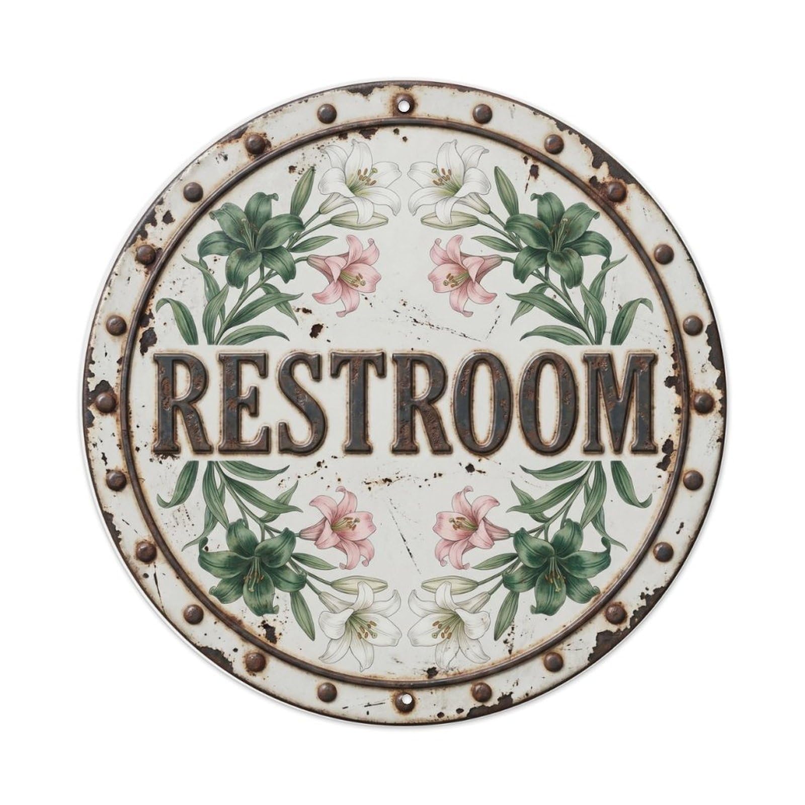 Lily Restroom Botanical Floral Room Label Metal Tin Sign