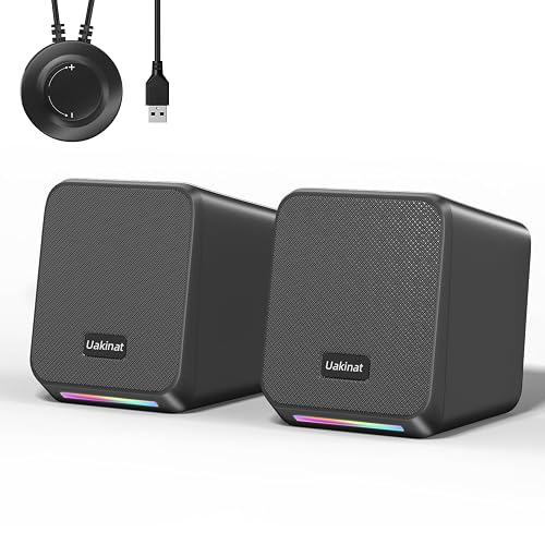 Uakinat USB Powered Computer Speakers with RGB Lights