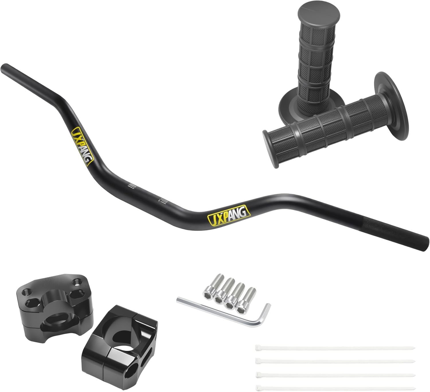 32mm (1-1/4") Handlebar & Clamp Conversion Kit w/Grips | Upgrades Any 7/8" Mount to Fat Bar System | Fits CRF KLX YZ KX RMZ TRX YFZ & Most Dirt Bikes & ATVs (Black)