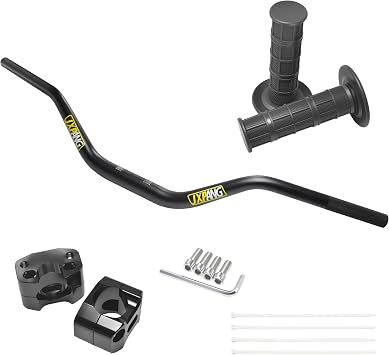 32mm 1-1/4" Handlebar & Clamp Conversion Kit w/Grips | Upgrades Any 7/8" Mount to Fat Bar System | Fits CRF KLX YZ KX RMZ TRX YFZ & Most Dirt Bikes & ATVs Black