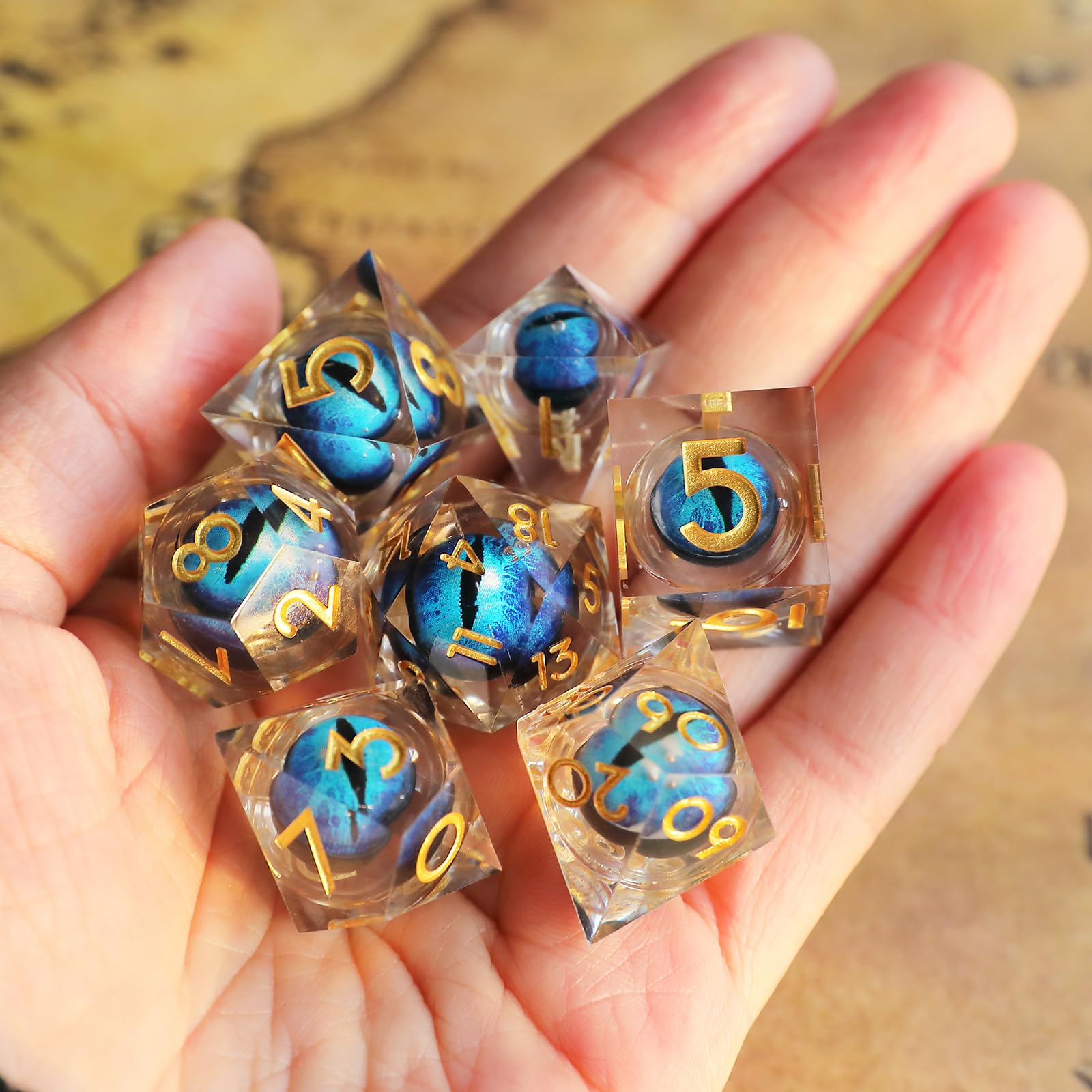 Floating Pupil Eyeball Resin Sharp Edge Dice Set - Image 4