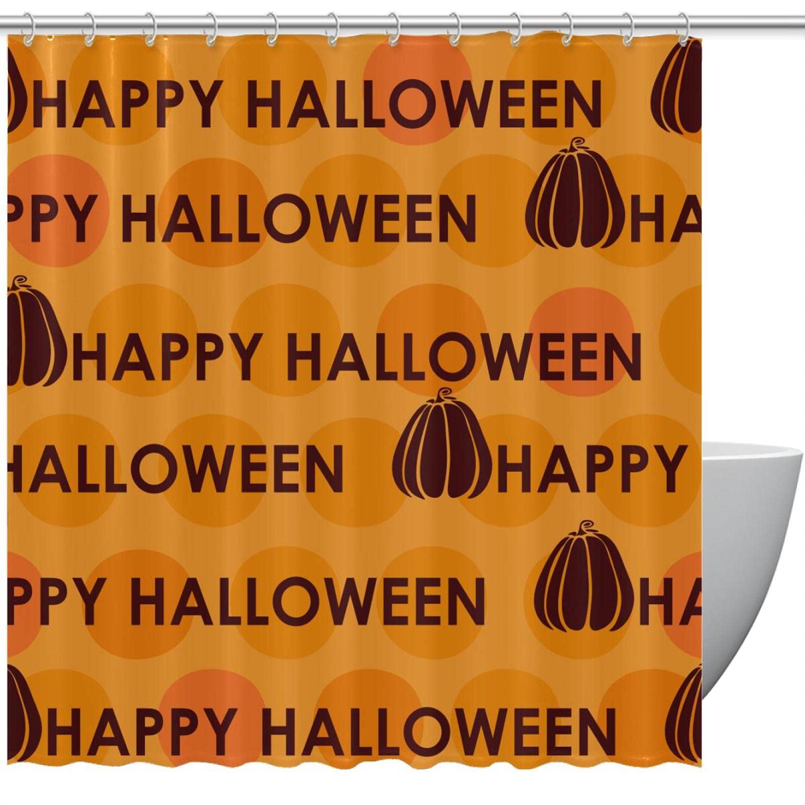 Rideau de douche Happy Halloween 183 cm pour éviter les éclaboussures au sol