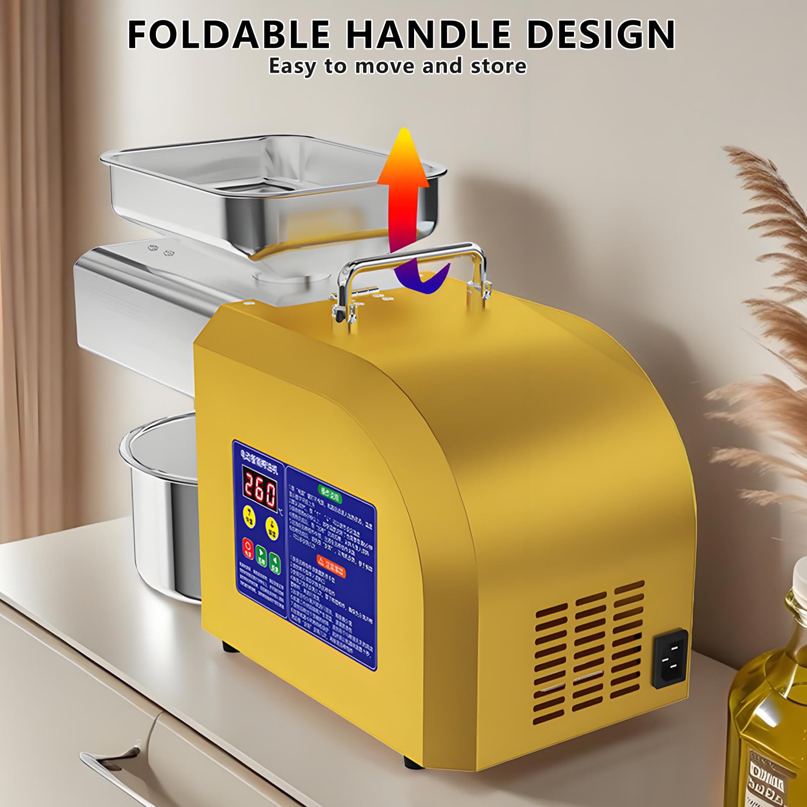Professionelle SojaöLpresse FüR WeißEs/Schwarzes SesamöL, 6 Kg/H Bis 9 Kg/H, Edelstahl, Hohe Leistung, 40–300 °C Einstellbar 9kg/h
