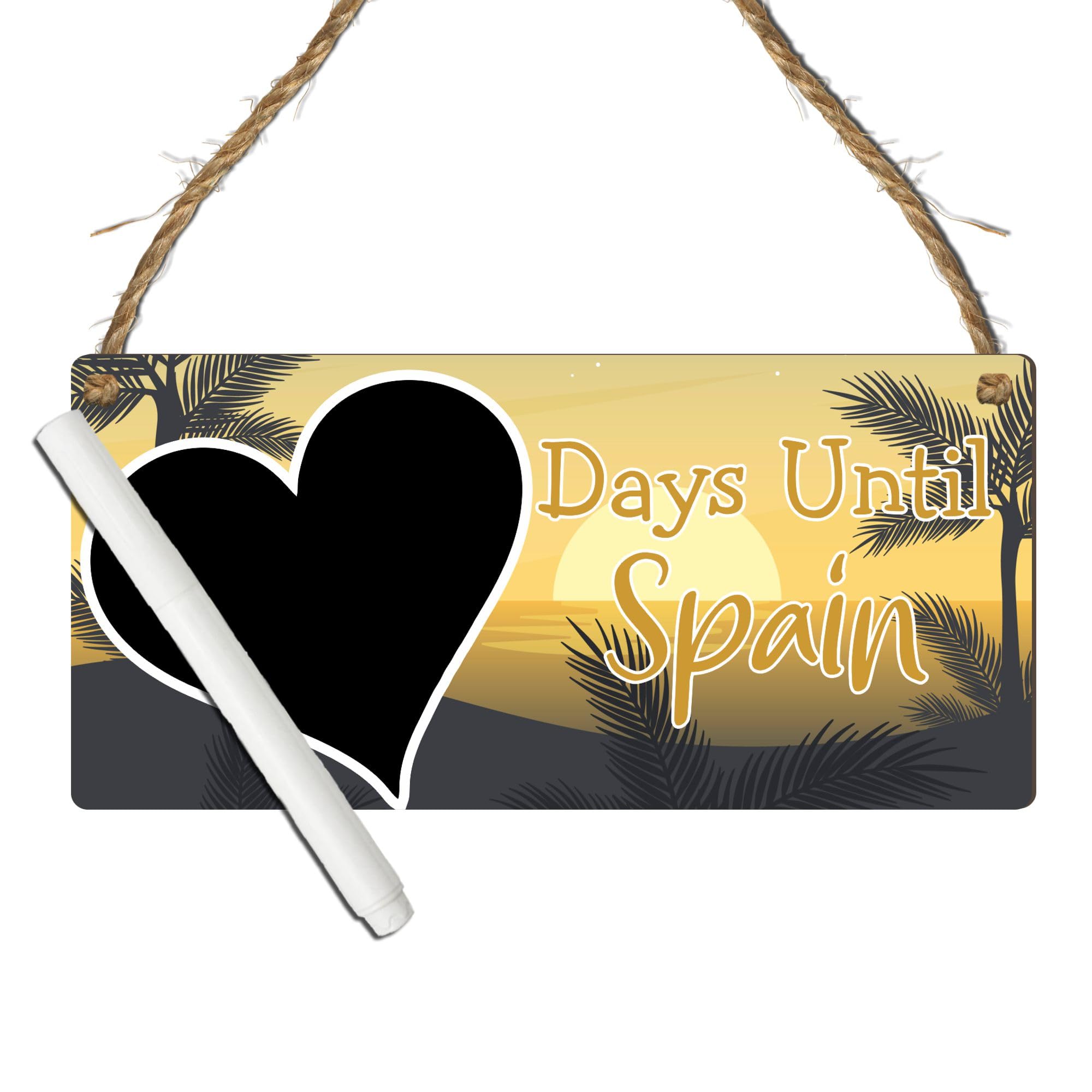 Days Until Spain Vacation Countdown Plaque with Chalkboard - Spanish Travel Countdown Sign, Fun Spanish-Themed Countdown for Beach Lovers and Travel Enthusiasts (Small: 19 cm (H) × 9 cm (W))