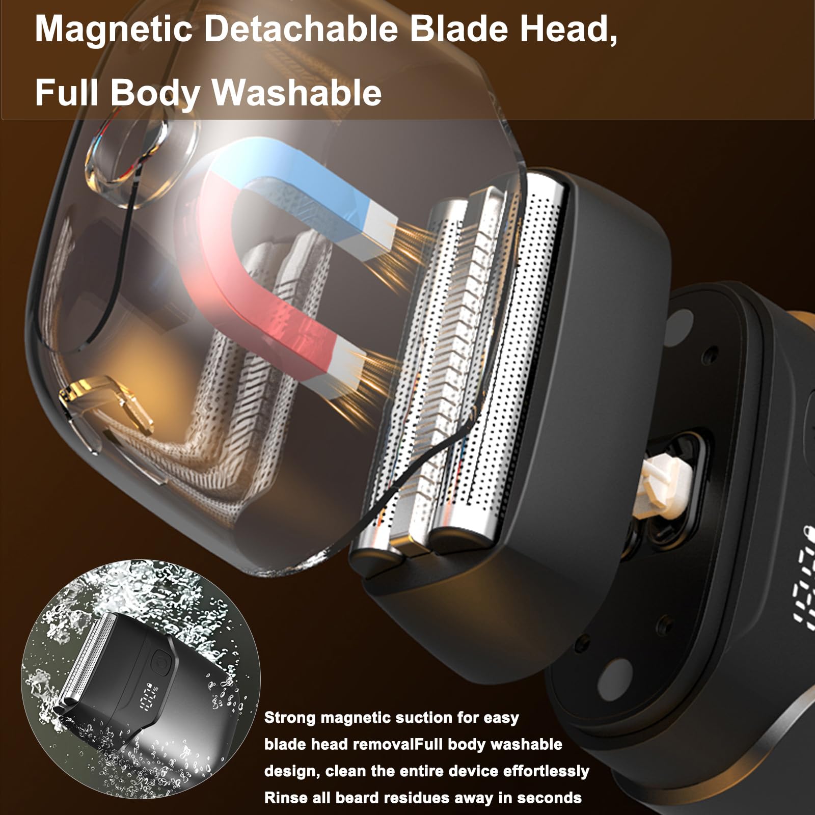 Rasoio da viaggio da uomo, mini rasoio elettrico con USB-C, indicatore della batteria LED, blocco da viaggio, cappuccio di protezione magnetico, per bagnato e asciutto, rasoio portatile per viaggi e