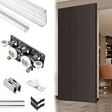Rail Porte Coulissante Kit Quincaillerie Porte Coulissante Galandage Bois Mécanismes Fermeture Amortie, Kit Rail Invisible Anti-pincement Porte Coulissante, Rail Portes(1.2m (3.9ft)) - 1