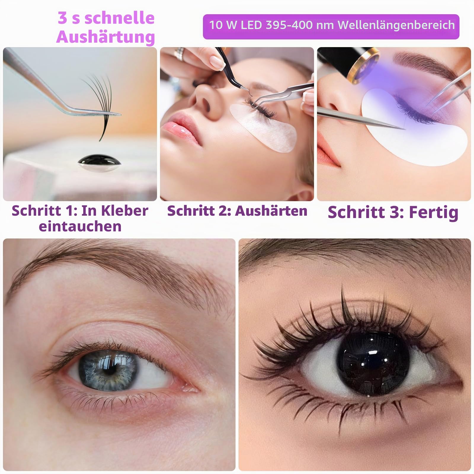Diesisa 2-in-1 UV Wimpern Lampe: 10W UV Lampe Wimpernverlängerung - 360° verstellbare Schwanenhals - 2–3 Sekunden Aushärtung - UV-LED-Lampe mit Fußpedal für Wimpernverlängerungen und Gelnägel