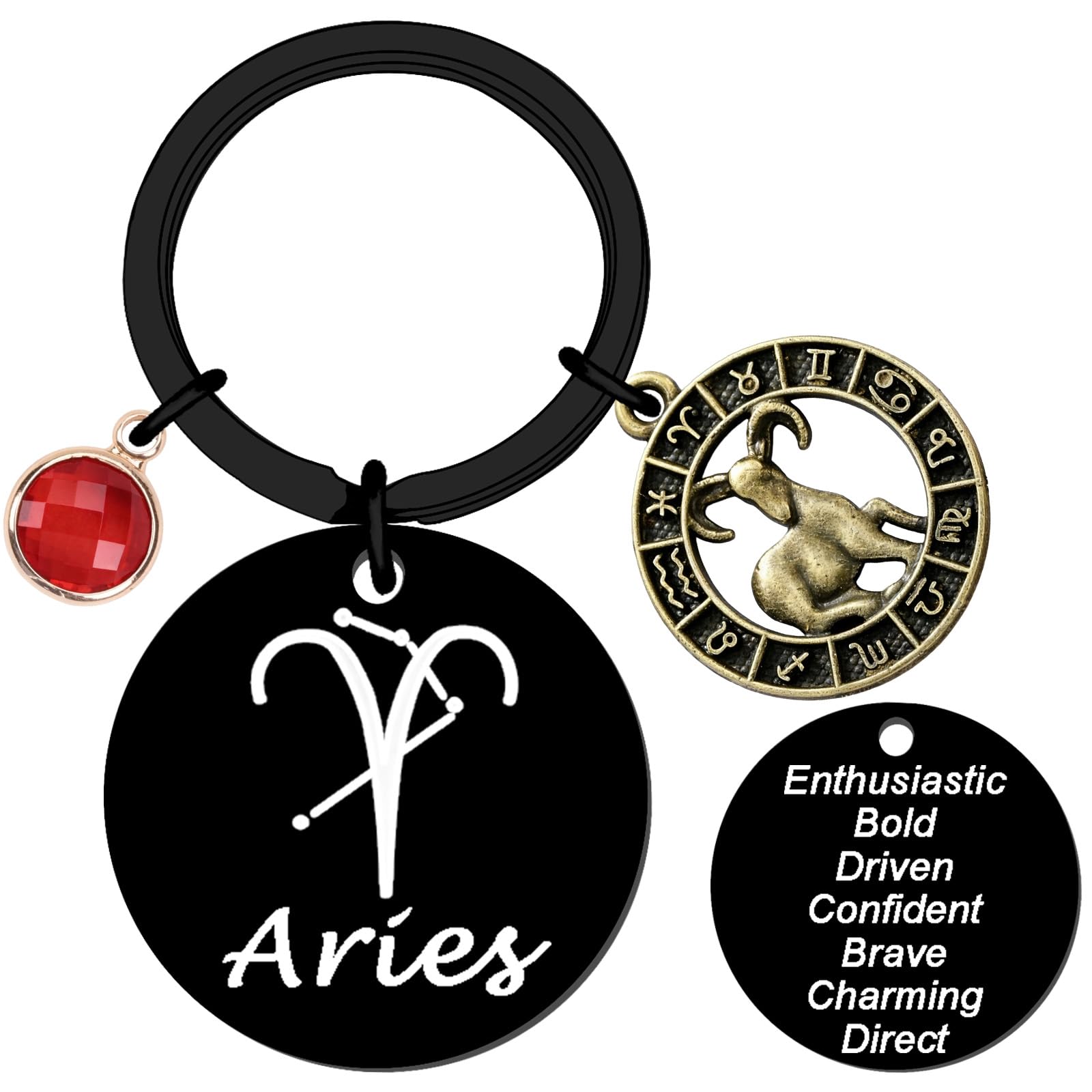 QuLuvaeri Zodiac Gifts 12 Constellation Keychain Gifts for Women Star Sign Accessories for Friends Female Friendship Keys, Birthday, Christmas, Bag, Backpack (Aries)