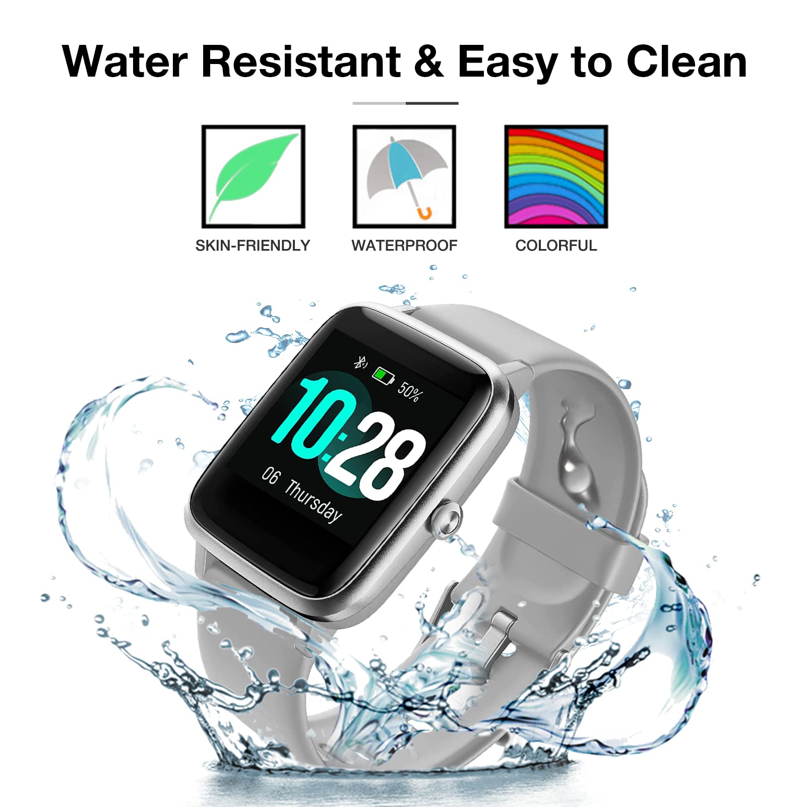 BBZ Cinturino Di Ricambio 19mm In Silicone Per Orologi Smart ID205, SW021, Letsfit, Umidigi E Altri - Regolabile, Morbido, Con Fibbia In Acciaio, Colori Vari - 4