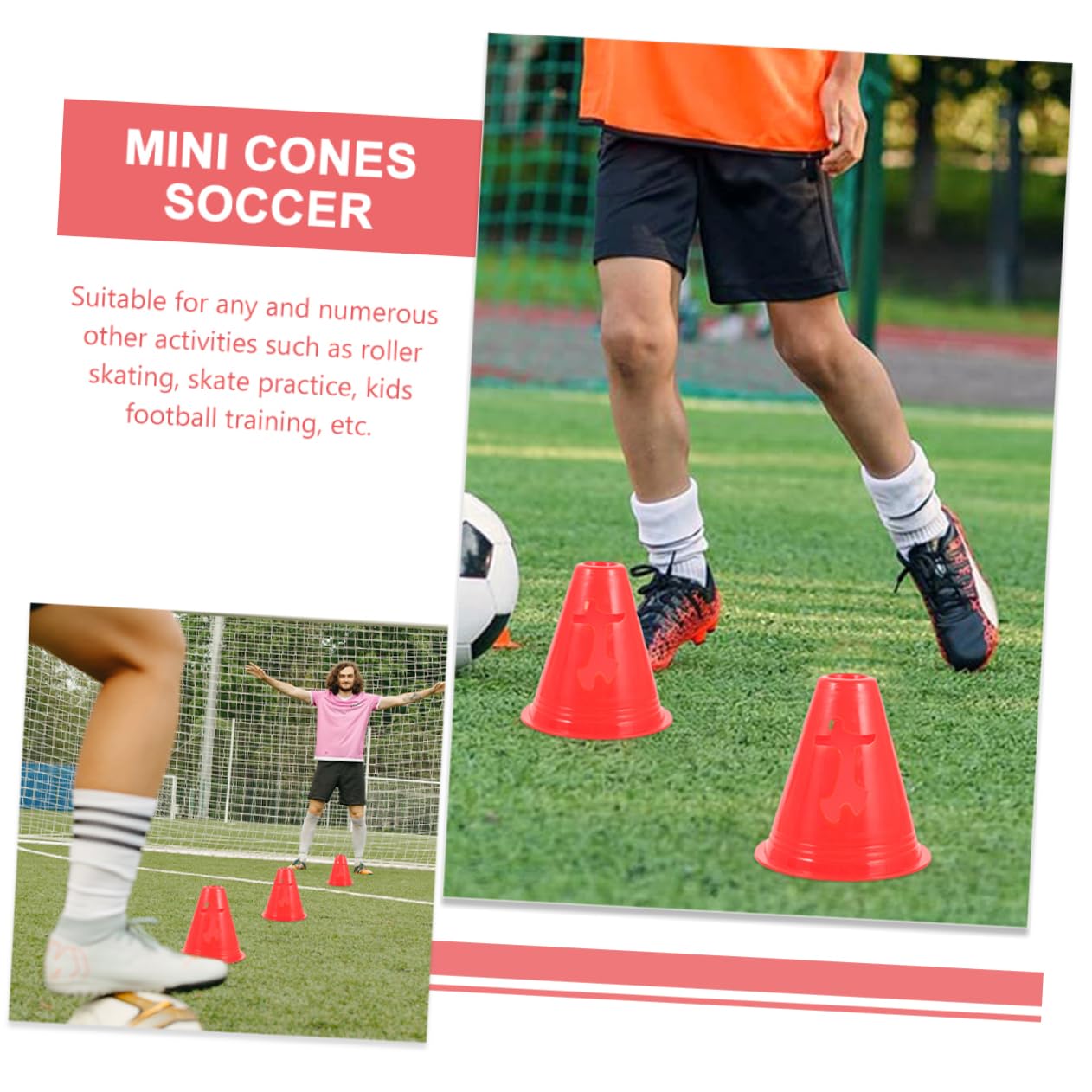 ibasenice Conos Pequeño Cono De Obstáculo Capacitación Cono Marcador Cono De Entrenamiento Deportivo Cono De Disco De Entrenamiento Deportivo Educación Física Rojo