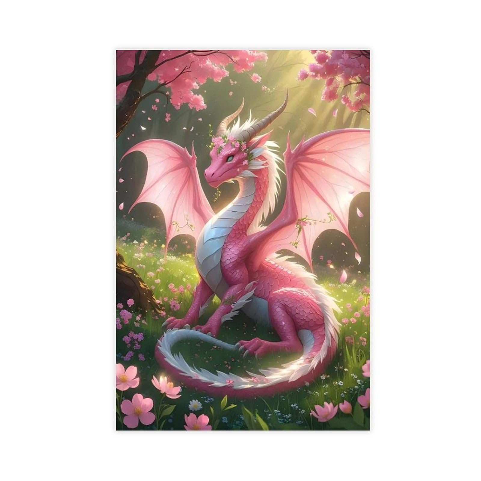 Bareronor Fantasy Dragon Poster Canvas Poster Bedroom Decor Landscape Office Room Decor Gift 20" L X 30" W