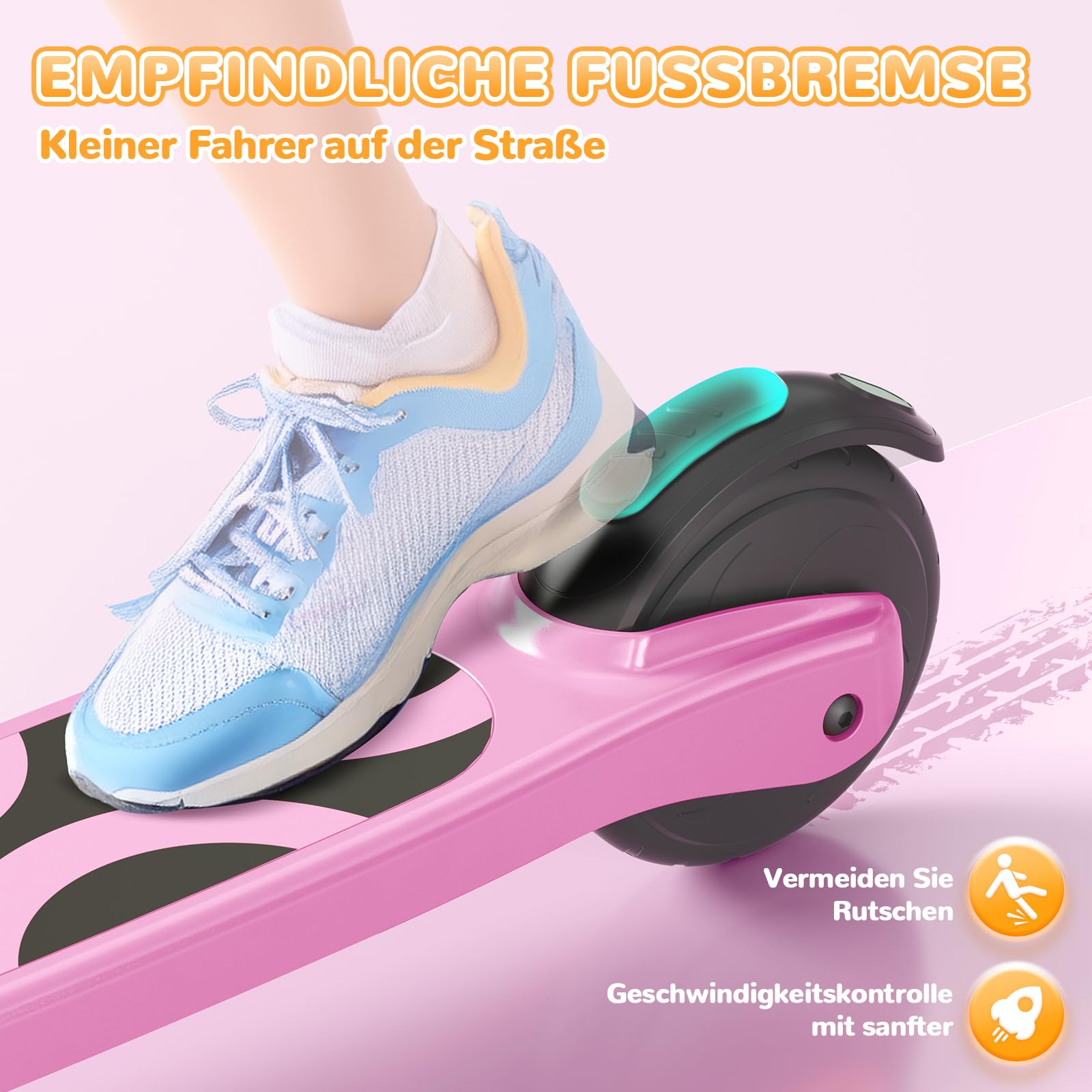 SISIGAD E Scooter Kinder für 6-10 Jahre, E Roller Kinder 5.3 Zoll Kinderroller mit Blinkende LED-Leuchten & 3 Einstellbare Höhe, Elektroroller Kinder 45W Motor Max 10km/h, Maximale Belastung 70kg