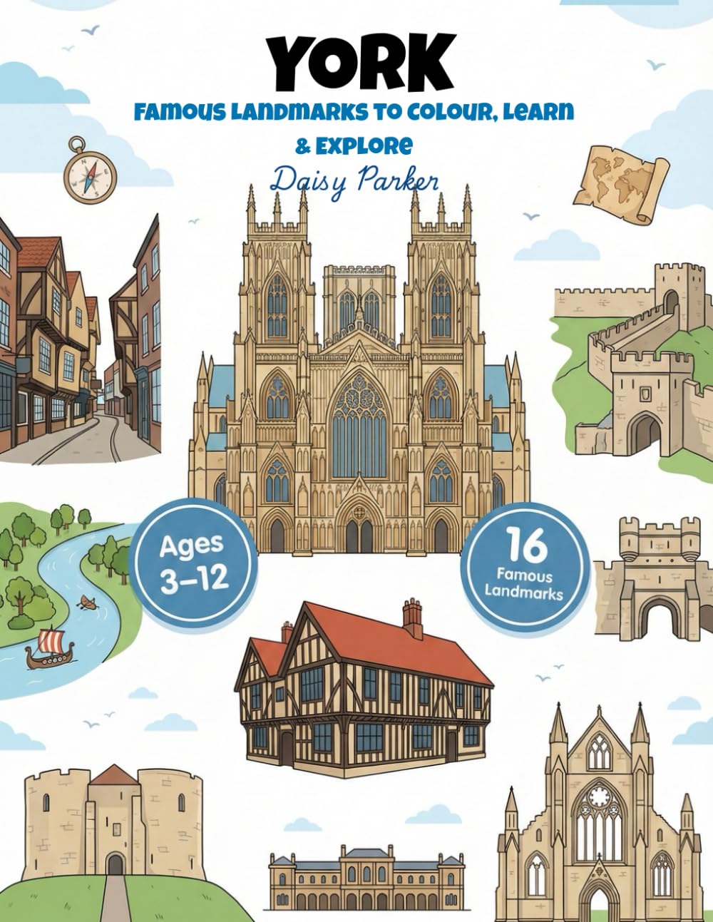 York Landmarks Coloring Book for Kids: Fun & Educational UK City Coloring Pages for Kids Ages 3-12 (UK Cities Landmarks Colouring Books for Kids)