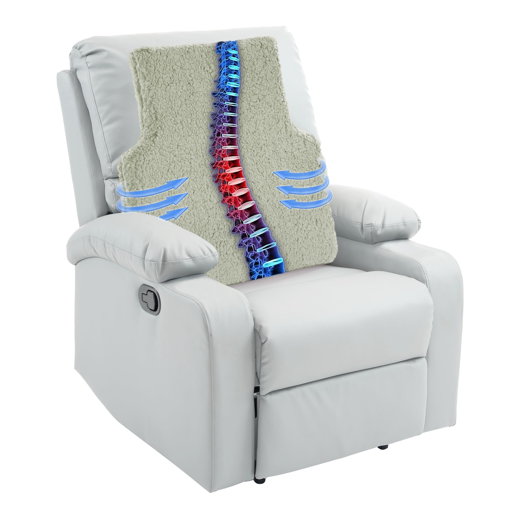 HOMBYSSherpa Fleece Lumbar Support Pillow for Recliner,Memory Foam Recliner Cushions for Elderly,Soft & Fluffy Back Support Pillow for Recliner,Low Back Pain Relief Cushion