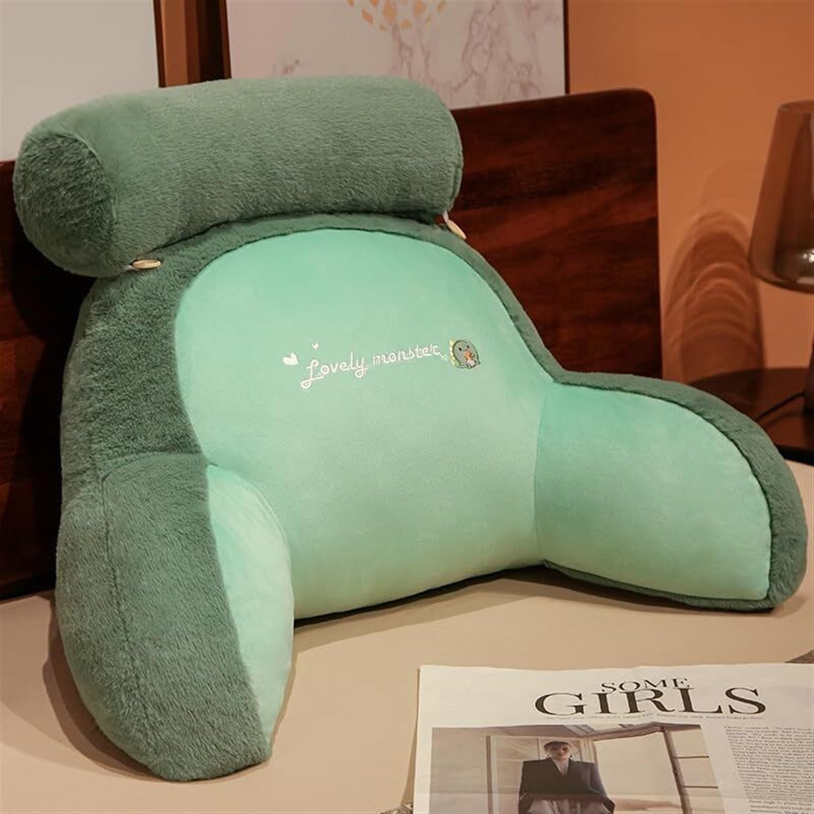 Uoxhfdh Dinosaur Lumbar Support Removable Head Pillow Ergonomic Backrest Plush Throw(,S)
