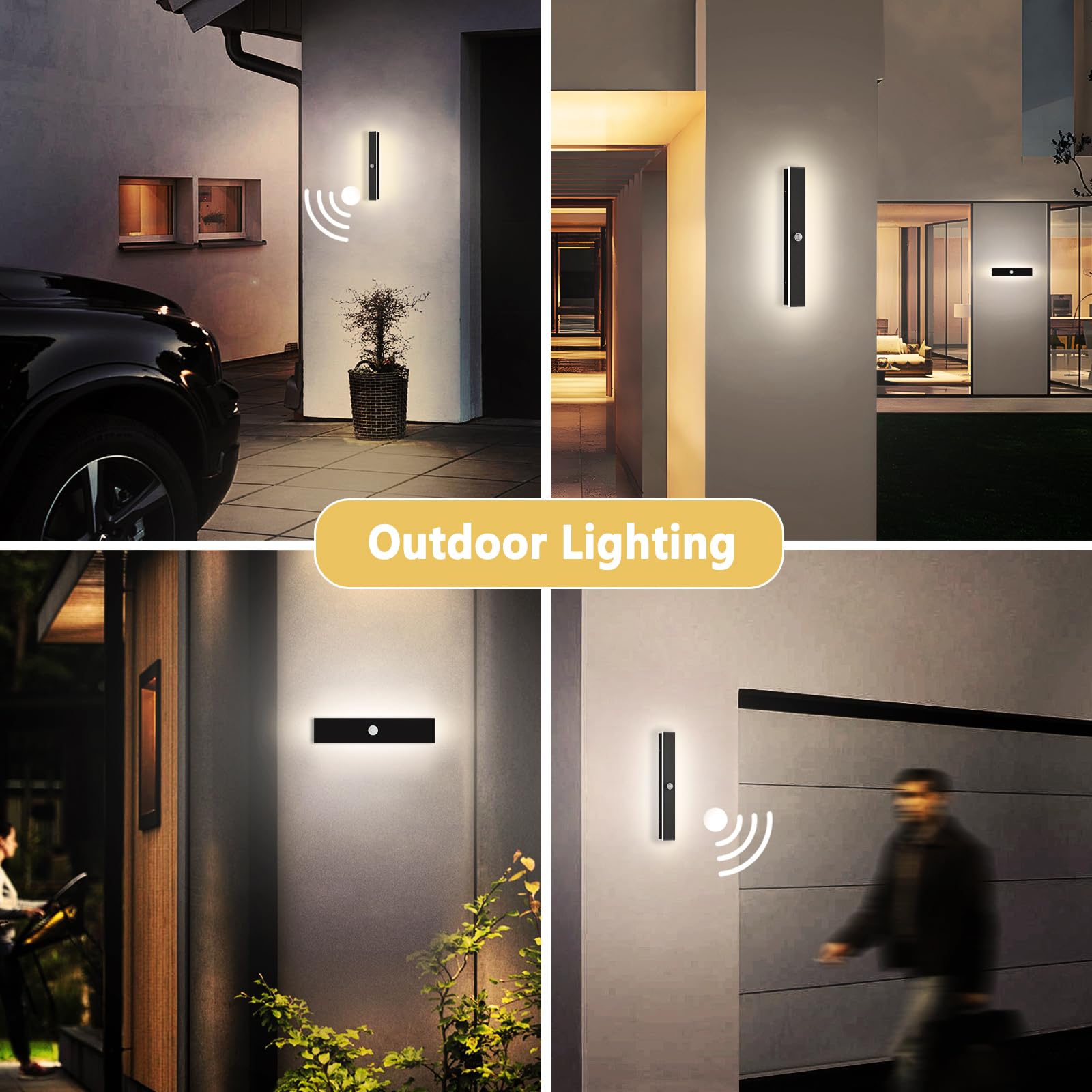 Lámpara de Pared de 40 cm con Detector de Movimiento para Exterior/Interior, Larga Lampara Pared con Detector de Movimiento LED Moderna Para Villa/Terraza