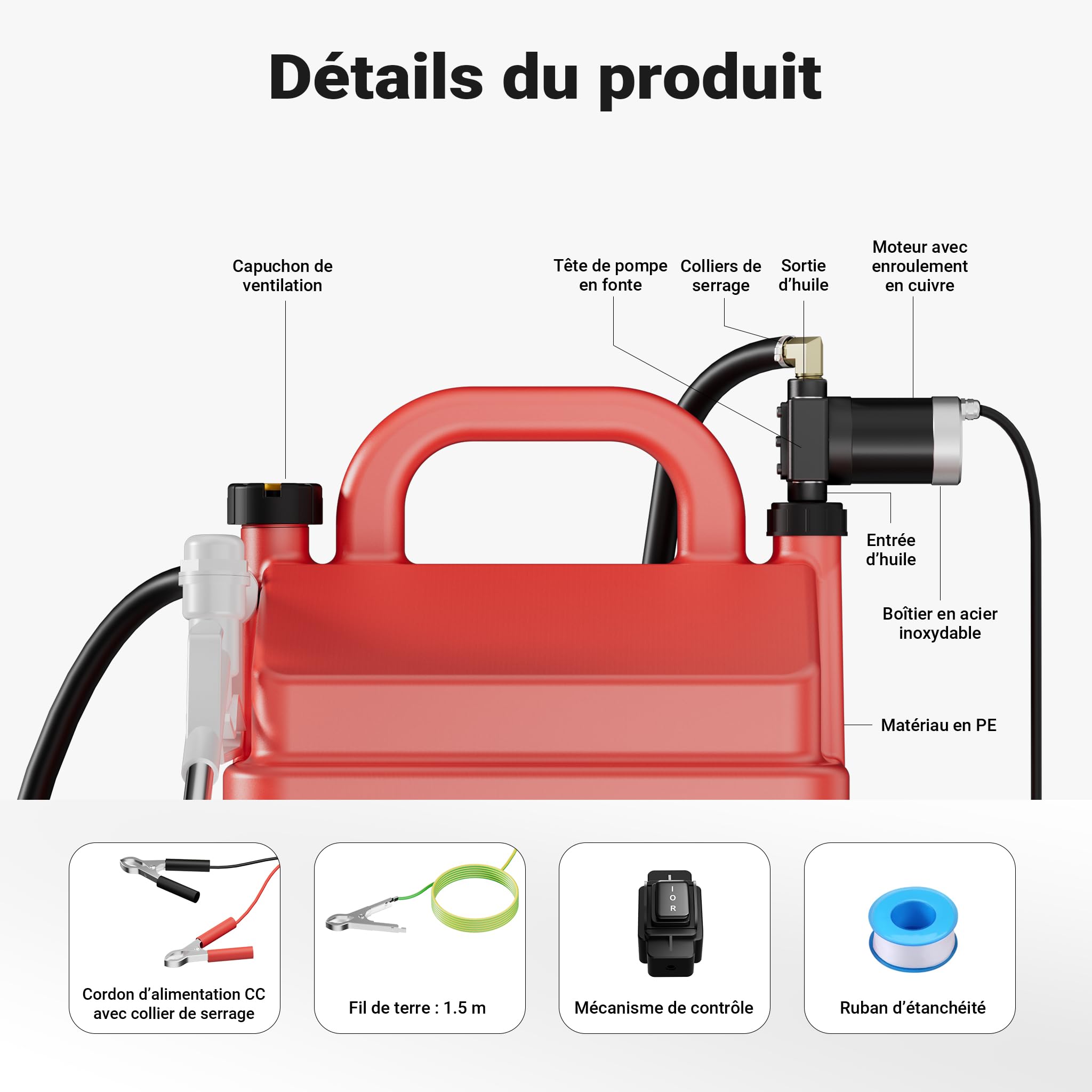 Wiltec Station de ravitaillement mobile 43x26x85cm Caddy ravitailleur 75W Capacité 60L Débit 14L/min Chariot Distributeur Carburant Bidon Jerrycan sur roues Industrie Jardin Station-service mobile