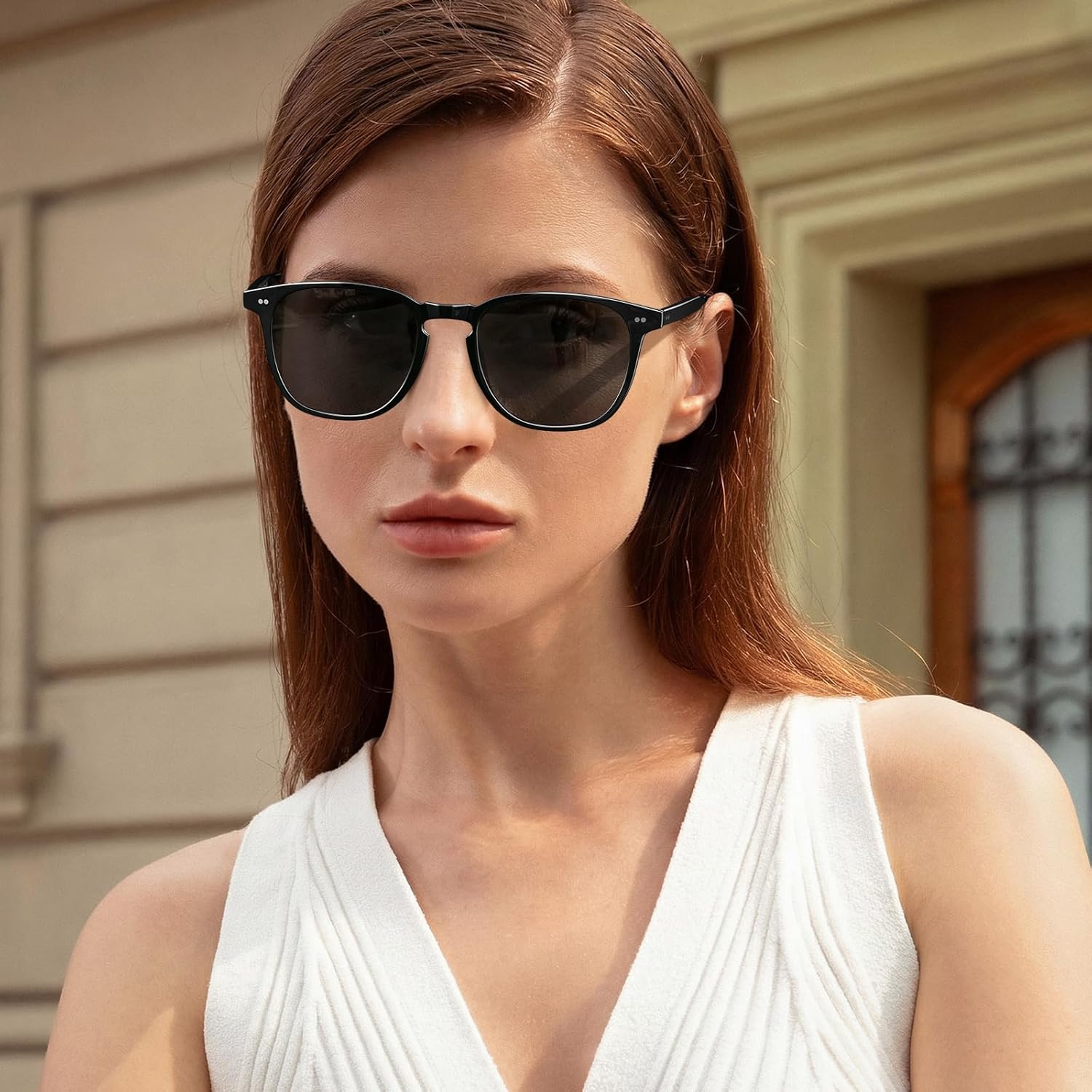 CARFIA Retro Polarized Sunglasses for Women Small and Medium Face UV Protection, Handcrafted Acetate Frame Sunnies CA5285 - Image 2