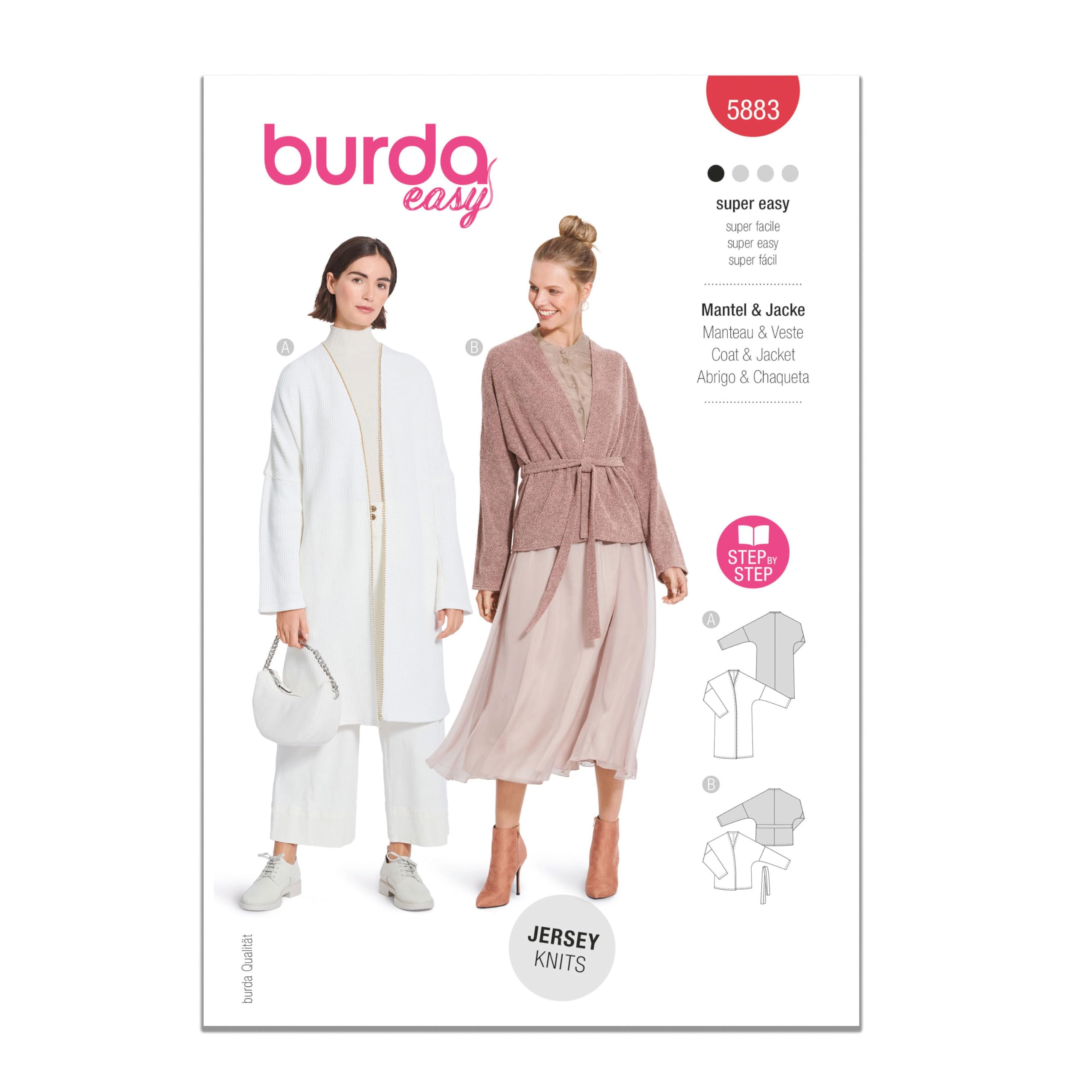 Burda Super Easy SEWING PATTERN 5883 Misses' Wrap Coat & Jacket Sizes 8-18