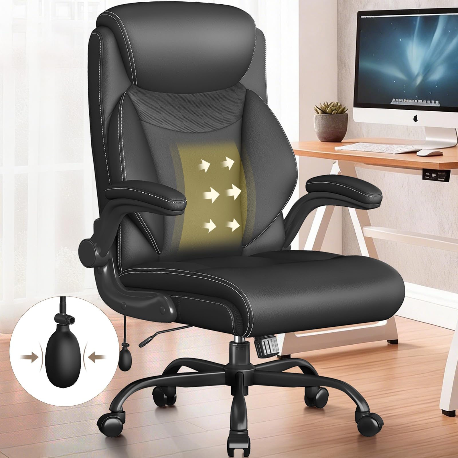 Executive Leather Office Chair with Lumbar Support