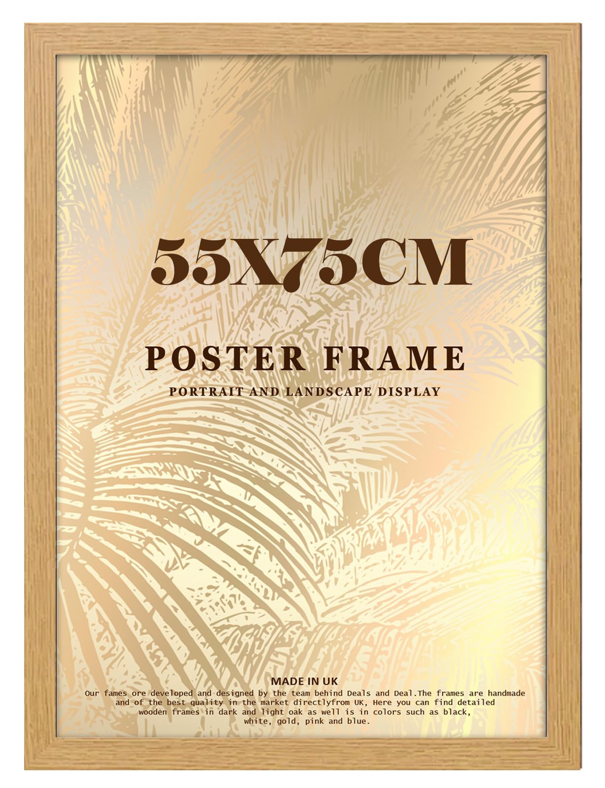 DEALS ON DEAL Minimalist Slim Profile Oak Poster Frame 75x55cm MDF Picture Frame for Jigsaw Puzzles Shatter-Proof Front Portrait/Landscape Ideal for Home & Office Décor
