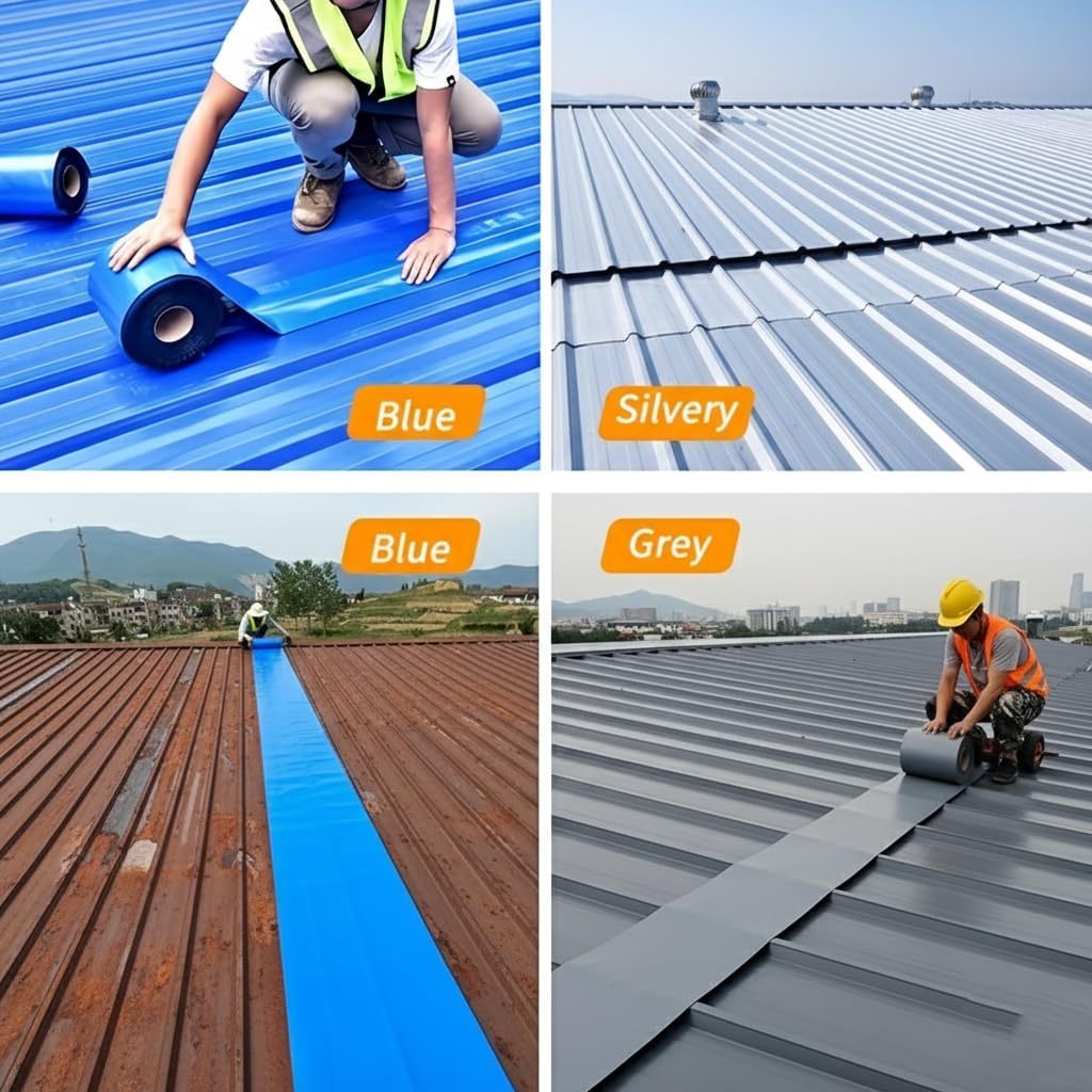 Extra Wide Waterproof Roof Repair Tape - 4 Inch x 33 Feet (10cm x 10m) Aluminum Foil Butyl Sealant Strip - All-Weather Patch for RV Roofing, Gutter Leaks, and Outdoor Containers