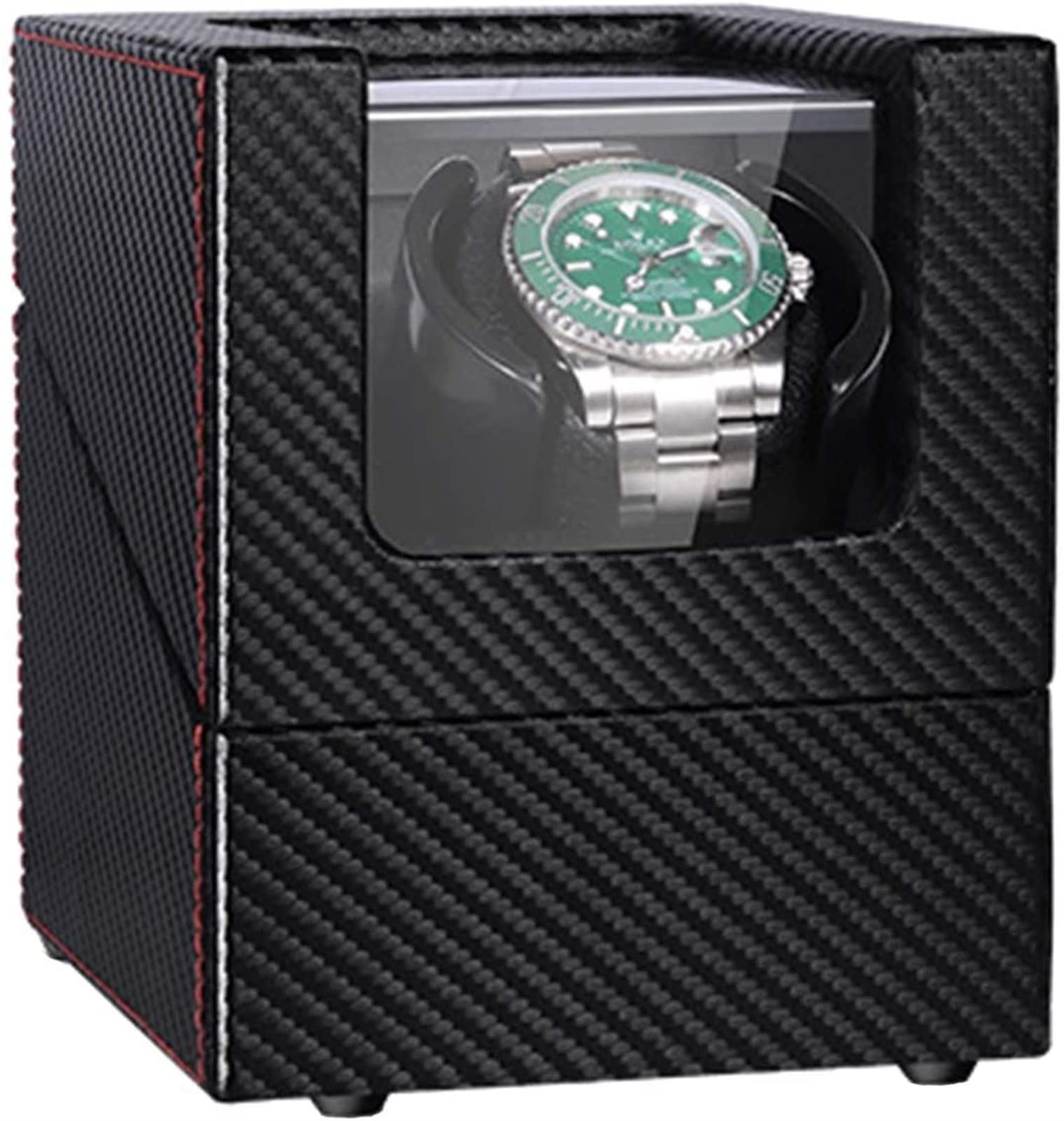 CGCSYZ Single Watch Winder Box For Automatic Watch With Adjustable Watch Pillows Silent Motor Dual Power Supply For Most Watch Accessories (Pu Leather)