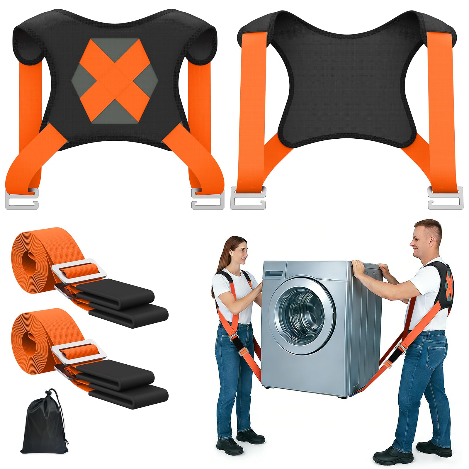 NOCOEX Cinghie da Trasloco per Oggetti Pesanti: Sistema di Sollevamento e Trasporto a 2 Persone, Cinghie a Spalla per Mobili, Elettrodomestici, Materassi e Oggetti Ingombranti fino a 880 lbs