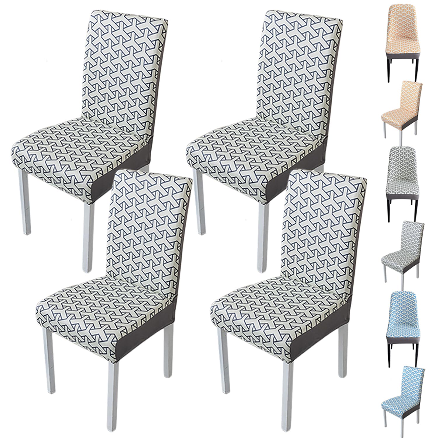 Housses de chaise jacquard grises au design moderne et finitions soignées