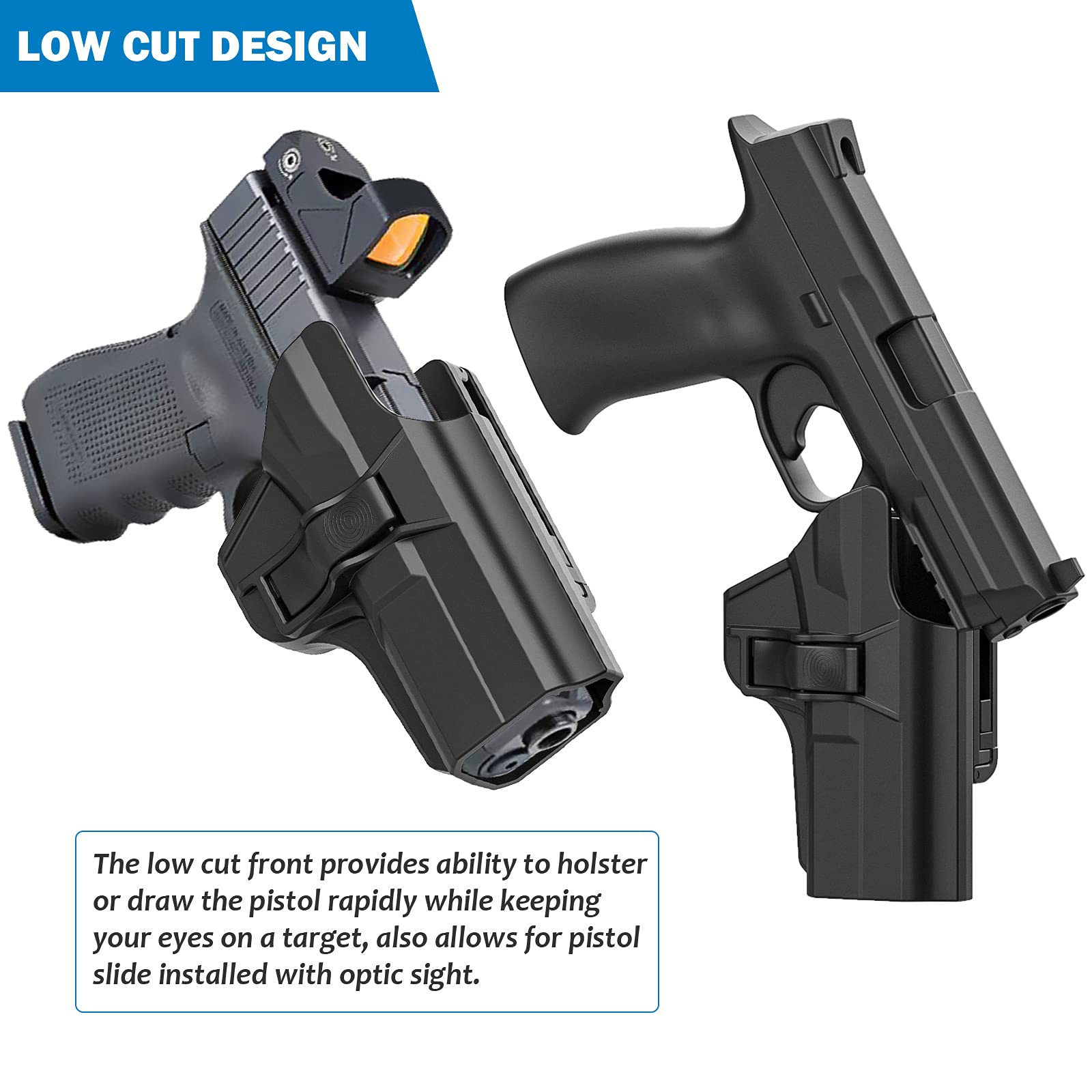 Belt Holster for SCCY CPX-1 CPX-2, Outside Waistband Holster for CPX-1RD CPX-2RD Gun, 60° Adjustable Level ? Retention Pistol Holsters with Index Finger Release Button, Open Holsters, Black