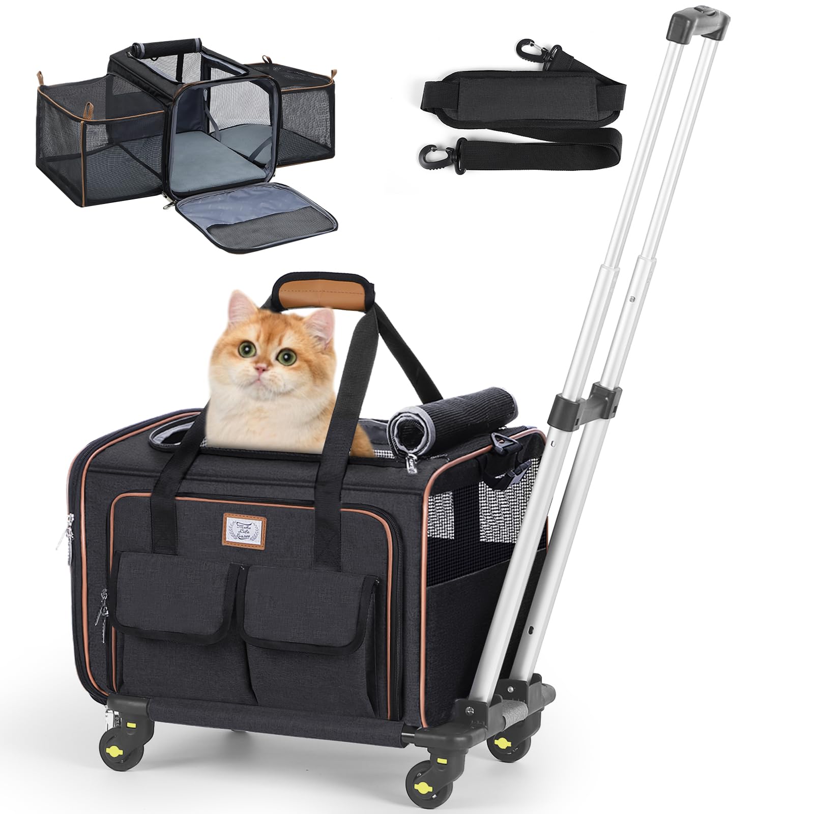 2pack airline approved expandable premium pet carrier on wheels two