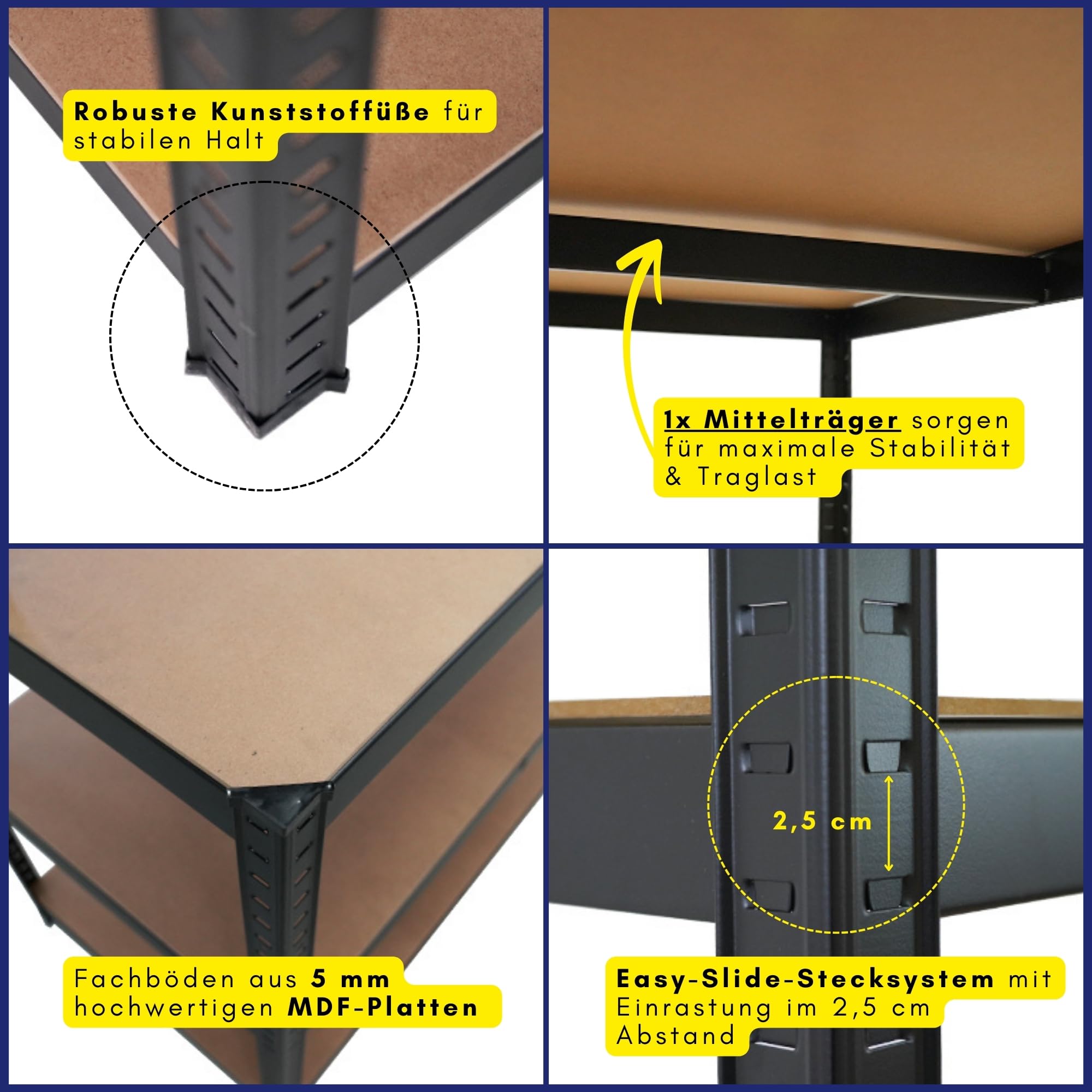 PROREGAL Profi Etabli Giant Beast | HxLxP 180x100x60cm | Capacité de Charge 175kg | Noir